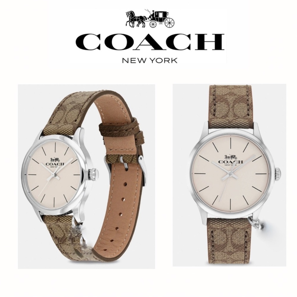 Coach watch silver face logo band PERFECT CONDITION